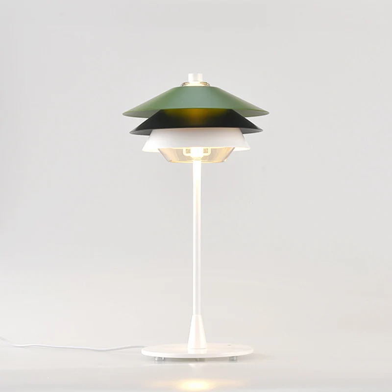 Contemporary Scandinavian Aluminum Glass Lampshade 1 - Light Table Lamp For Living Room