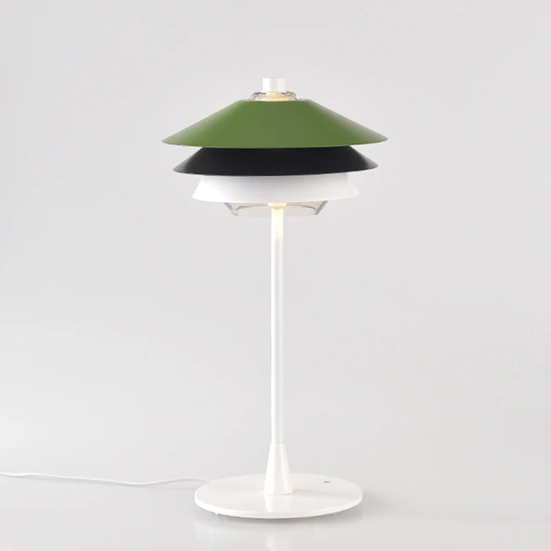 Contemporary Scandinavian Aluminum Glass Lampshade 1 - Light Table Lamp For Living Room