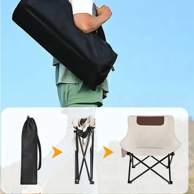 Modern Minimalist Portable Foldable Square Steel Oxford Fabric Chair Backrest For Outdoor