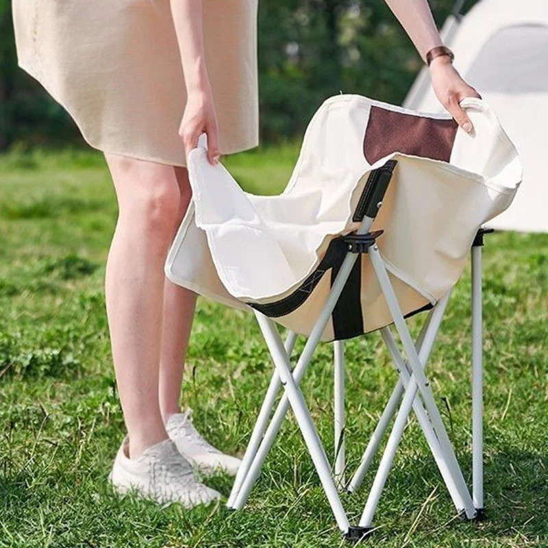 Modern Minimalist Portable Foldable Square Steel Oxford Fabric Chair Backrest For Outdoor