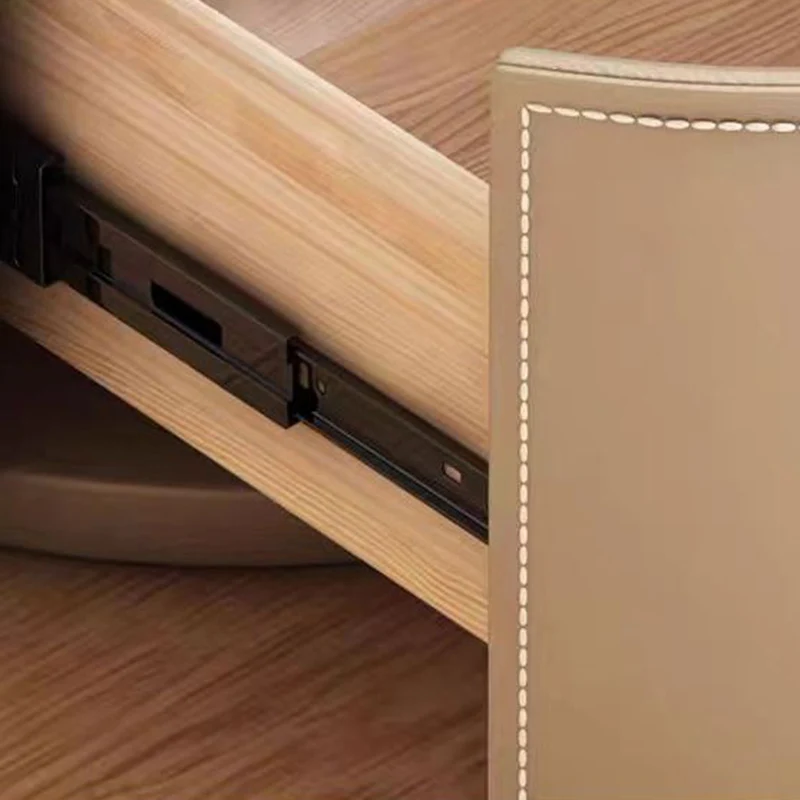 Modern Luxury Round Saddle-Style Faux Leather Plywood Nightstand 2-Drawer For Bedroom