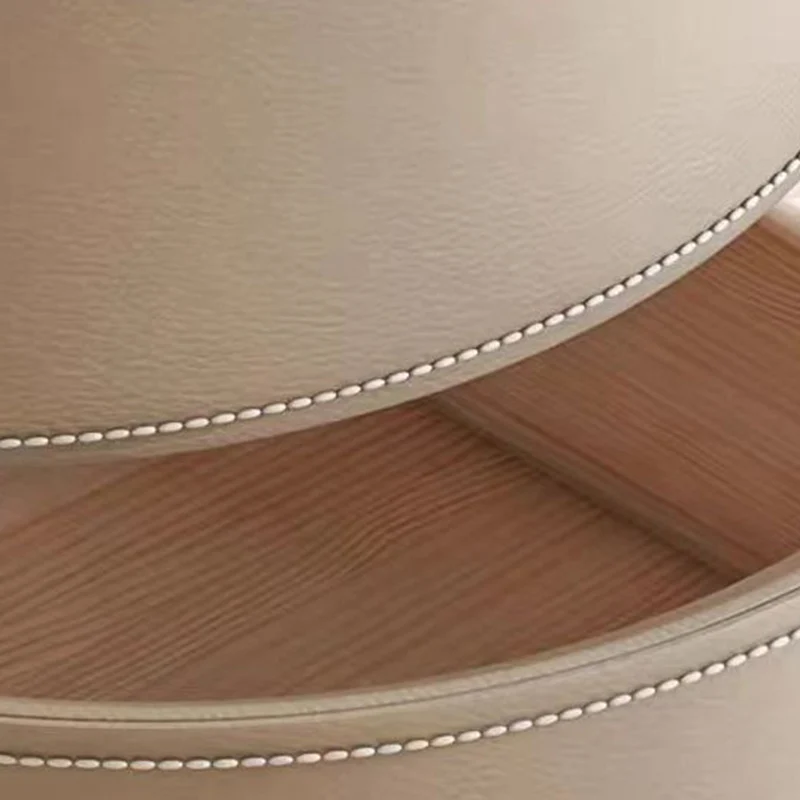 Modern Luxury Round Saddle-Style Faux Leather Plywood Nightstand 2-Drawer For Bedroom