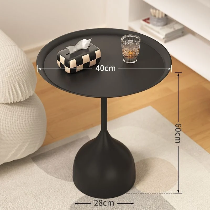 Traditional Vintage Wine Glass Round Plate Iron End Table 1-Tier For Living Room