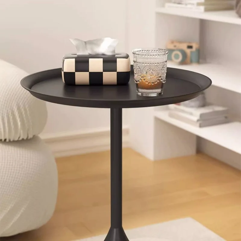 Traditional Vintage Wine Glass Round Plate Iron End Table 1-Tier For Living Room