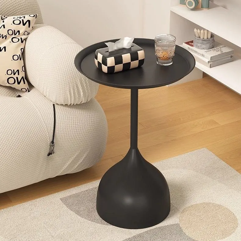 Traditional Vintage Wine Glass Round Plate Iron End Table 1-Tier For Living Room