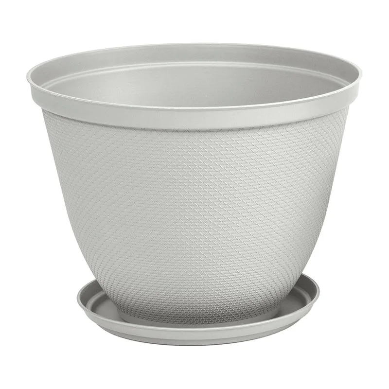 Matera Redonda Rafia 35 cm con Plato Gris Hielo