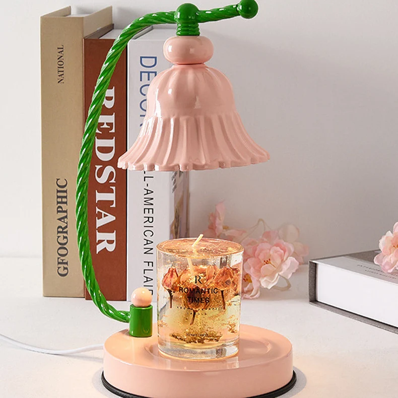 Contemporary Nordic Girl Flower Round Iron 1-Light Melting Wax Table Lamp For Bedroom