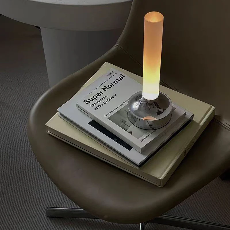Modern Minimalist USB Candle Shape Round Cylinder Metal Acrylic LED Table Lamp For Bedroom