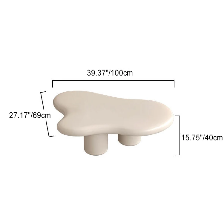 Modern Art Deco Cream Clouds Cylinder Round MDF Carbon Steel End Table 1-Tier For Living Room