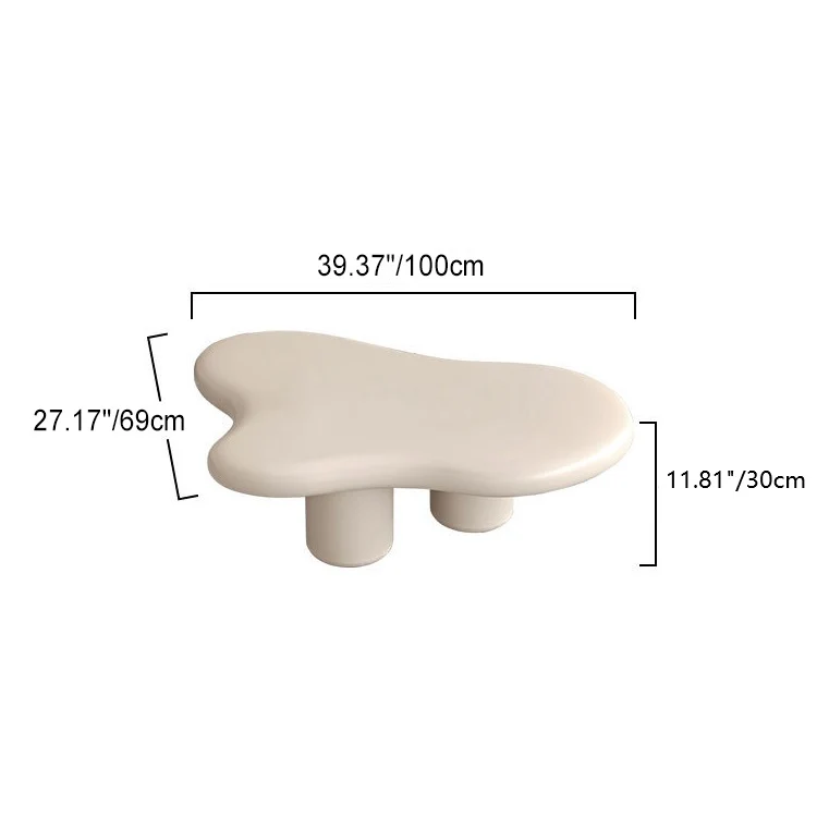 Modern Art Deco Cream Clouds Cylinder Round MDF Carbon Steel End Table 1-Tier For Living Room