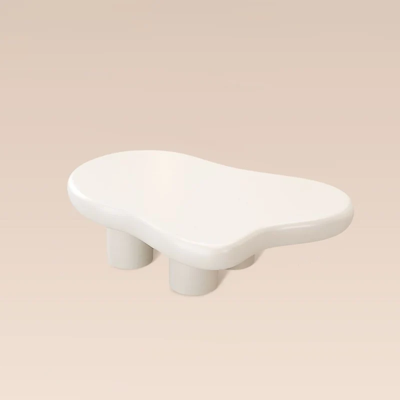 Modern Art Deco Cream Clouds Cylinder Round MDF Carbon Steel End Table 1-Tier For Living Room
