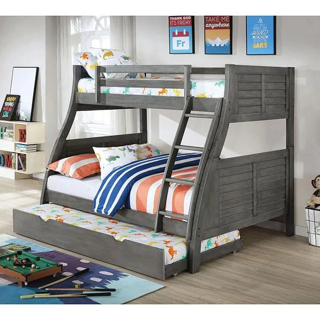 Furniture of America Hoople CM-BK963GY Twin/Full Bunk Bed