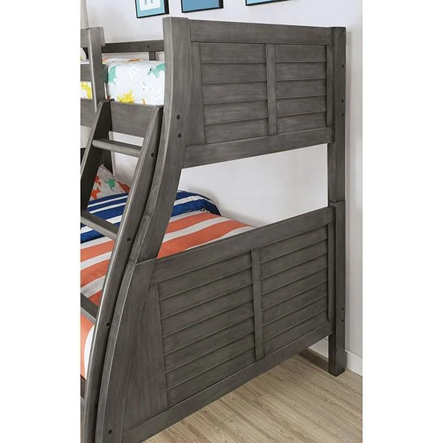 Furniture of America Hoople CM-BK963GY Twin/Full Bunk Bed