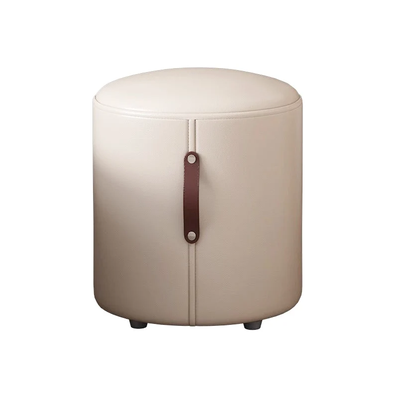 Contemporary Nordic Cylinder Portable PVC Leather Plywood Vanity Stool Backless Armless For Bedroom
