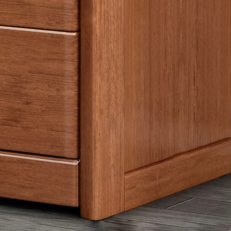 Traditional Chinese Square Cube Brass Walnut Wood Plywood Nightstand 2 - Drawer For Bedroom