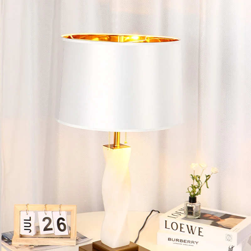 Traditional Chinese Cylinder Metal Glass Fabric 1-Light Table Lamp For Bedroom