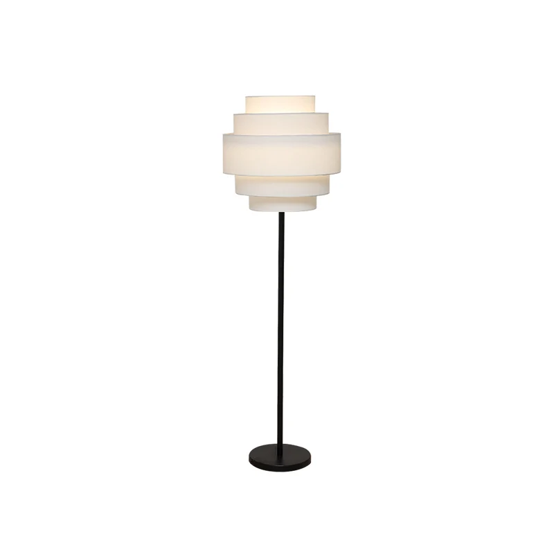 Contemporary Nordic Multi-Round Fabric Rattan Cane Webbing Iron 1- Light Standing Floor Lamp For Living Room
