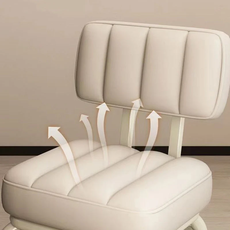 Modern Minimalist Faux Leather Sponge Metal Square Low Stool Backrest Movable For Living Room