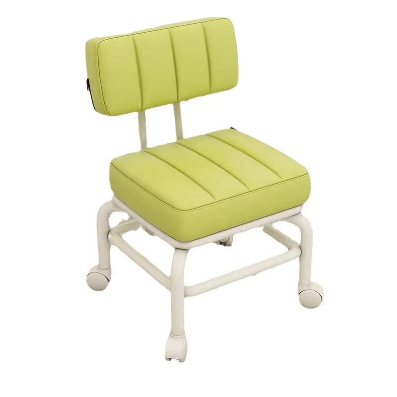 Modern Minimalist Faux Leather Sponge Metal Square Low Stool Backrest Movable For Living Room