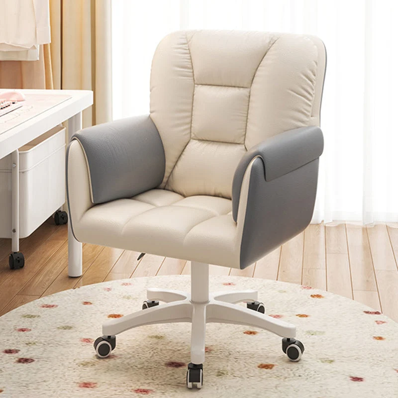 Modern Simplicity Faux Leather Velvet Cotton Sponge Iron Nylon Square Desk Chair Backrest Armrest Swivel For Home Office
