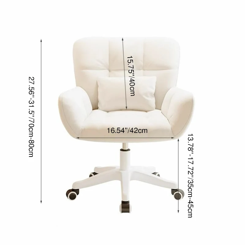 Modern Simplicity Faux Leather Velvet Cotton Sponge Iron Nylon Square Desk Chair Backrest Armrest Swivel For Home Office