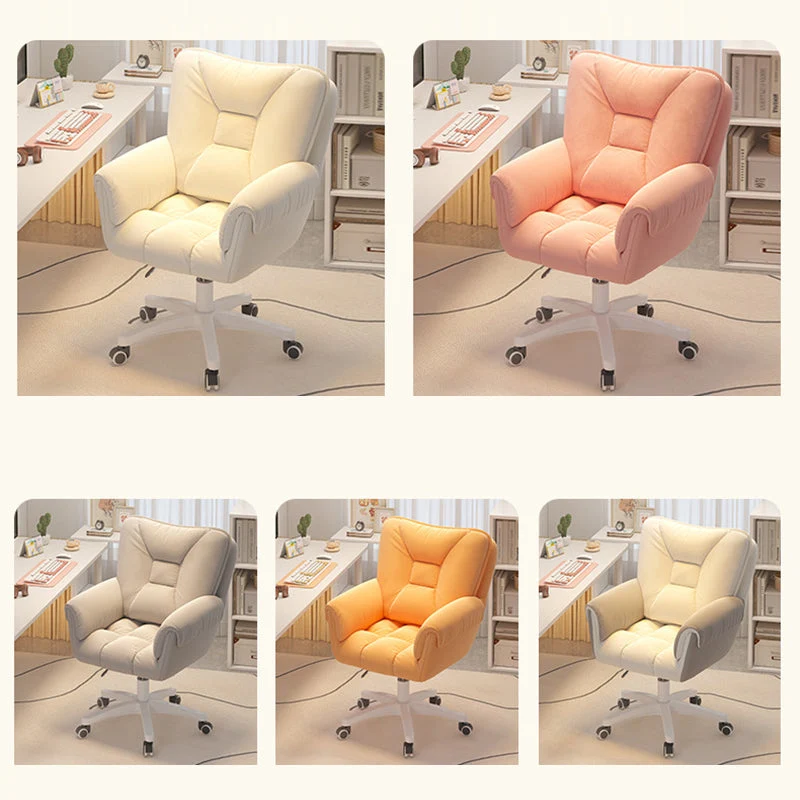 Modern Simplicity Faux Leather Velvet Cotton Sponge Iron Nylon Square Desk Chair Backrest Armrest Swivel For Home Office