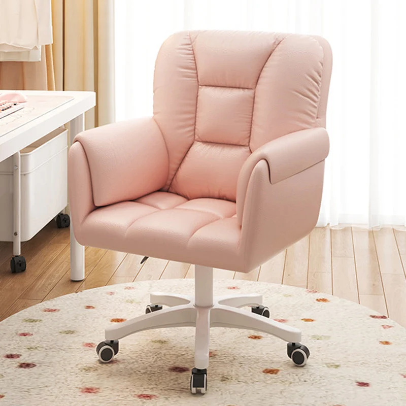 Modern Simplicity Faux Leather Velvet Cotton Sponge Iron Nylon Square Desk Chair Backrest Armrest Swivel For Home Office