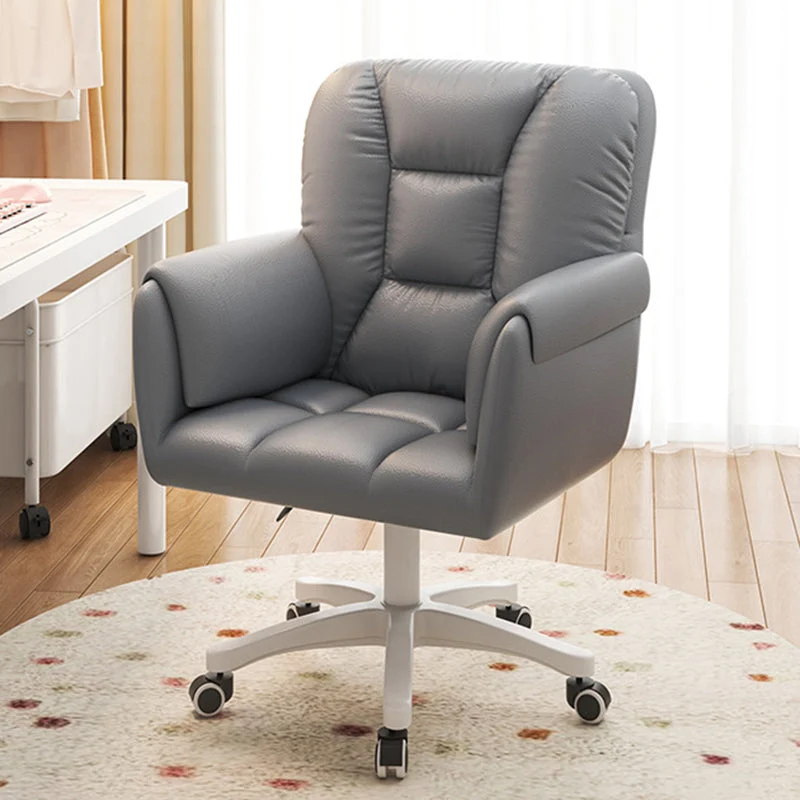 Modern Simplicity Faux Leather Velvet Cotton Sponge Iron Nylon Square Desk Chair Backrest Armrest Swivel For Home Office