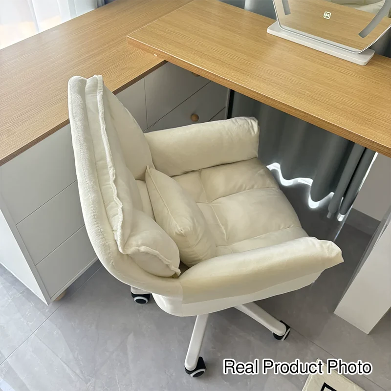 Modern Simplicity Faux Leather Velvet Cotton Sponge Iron Nylon Square Desk Chair Backrest Armrest Swivel For Home Office