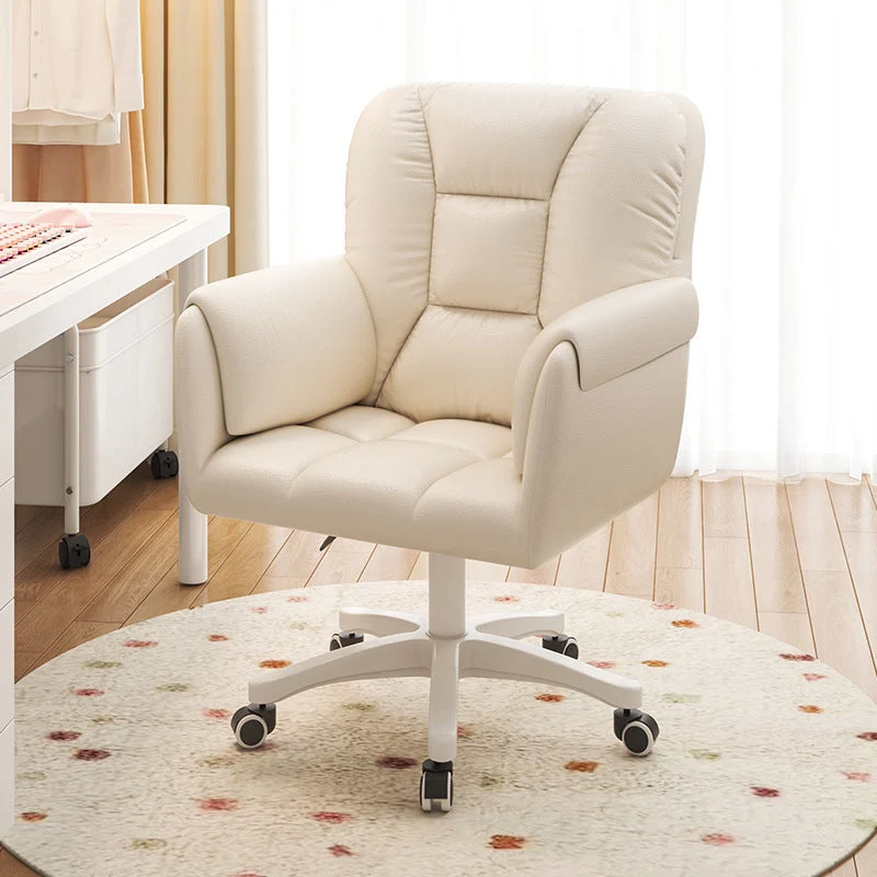 Modern Simplicity Faux Leather Velvet Cotton Sponge Iron Nylon Square Desk Chair Backrest Armrest Swivel For Home Office