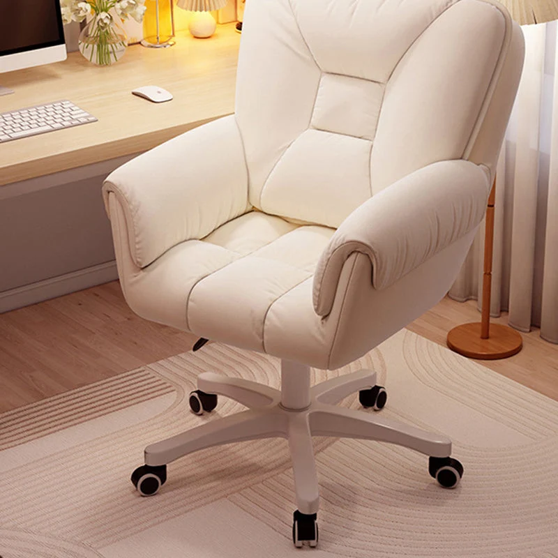 Modern Simplicity Faux Leather Velvet Cotton Sponge Iron Nylon Square Desk Chair Backrest Armrest Swivel For Home Office