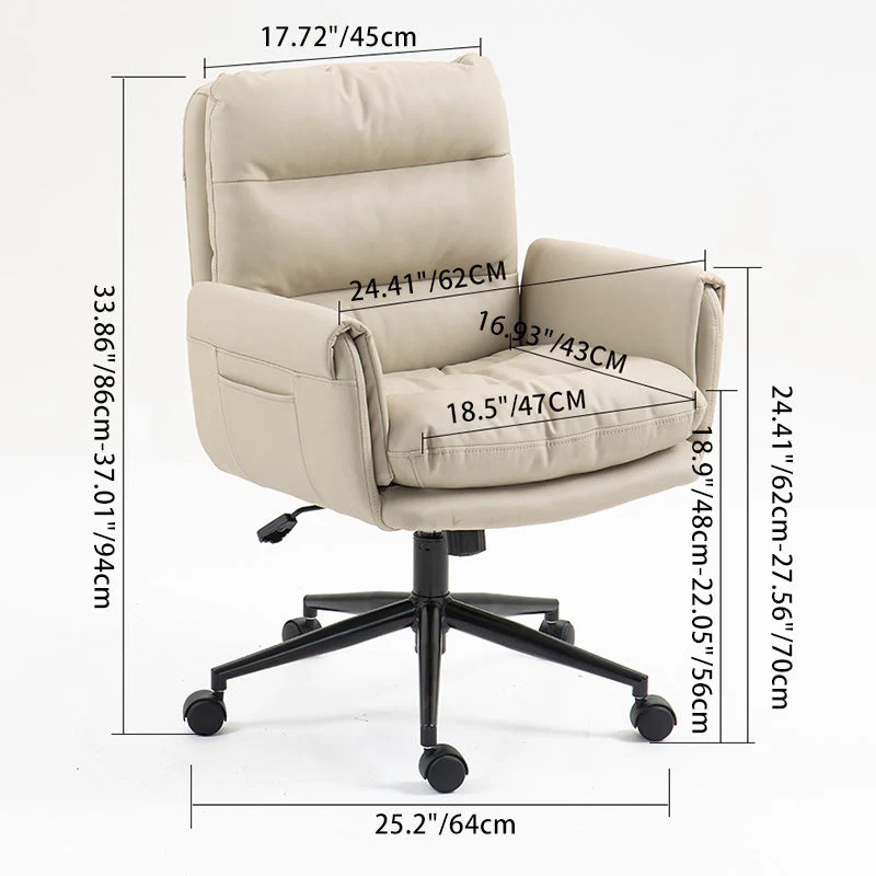 Modern Minimalist Microfiber Leather Sponge Cotton Sponge Steel Square Desk Chair Backrest Adjustable For Home Office