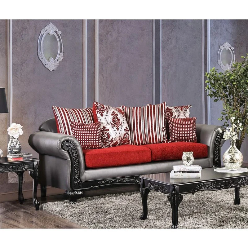 Furniture of America Midleton Stationary Leatherette Sofa SM7440-SF