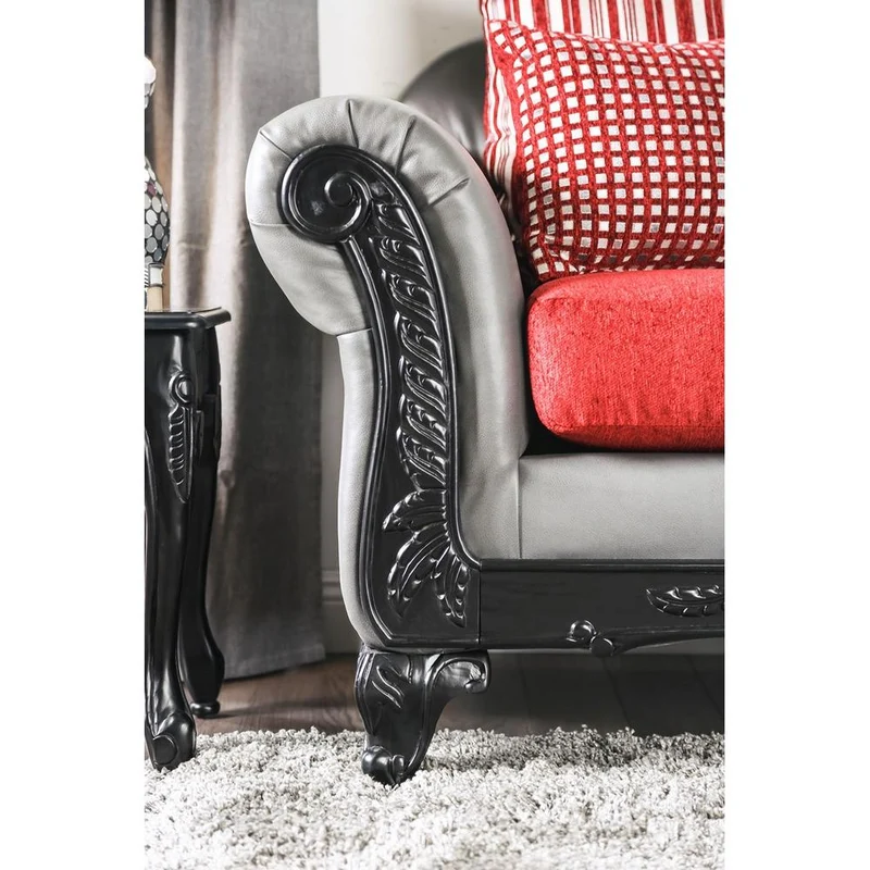 Furniture of America Midleton Stationary Leatherette Sofa SM7440-SF