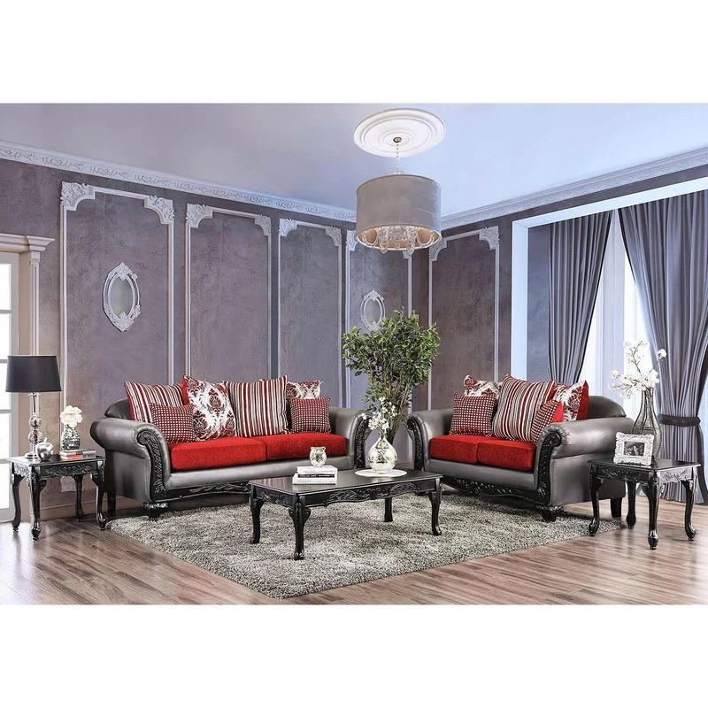 Furniture of America Midleton Stationary Leatherette Sofa SM7440-SF