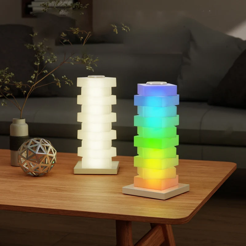 Contemporary Creative Puzzle Rectangular PVC LED Table Lamp For Bedroom