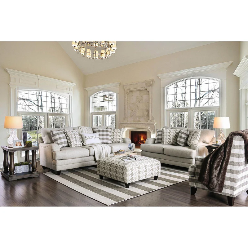 Furniture of America Christine Stationary Fabric Sofa SM8280-SF