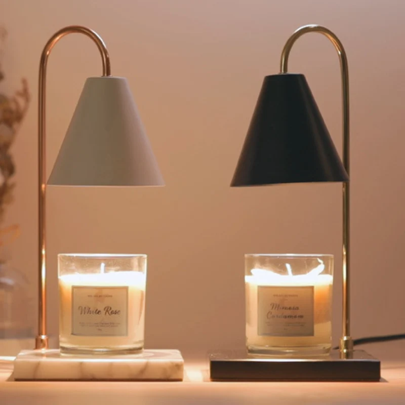 Contemporary Scandinavian Round Square Iron Marble 1-Light Melting Wax Table Lamp For Bedroom