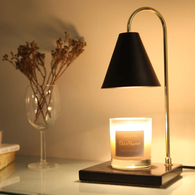 Contemporary Scandinavian Round Square Iron Marble 1-Light Melting Wax Table Lamp For Bedroom