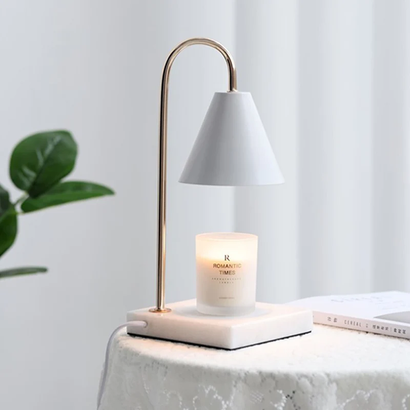 Contemporary Scandinavian Round Square Iron Marble 1-Light Melting Wax Table Lamp For Bedroom
