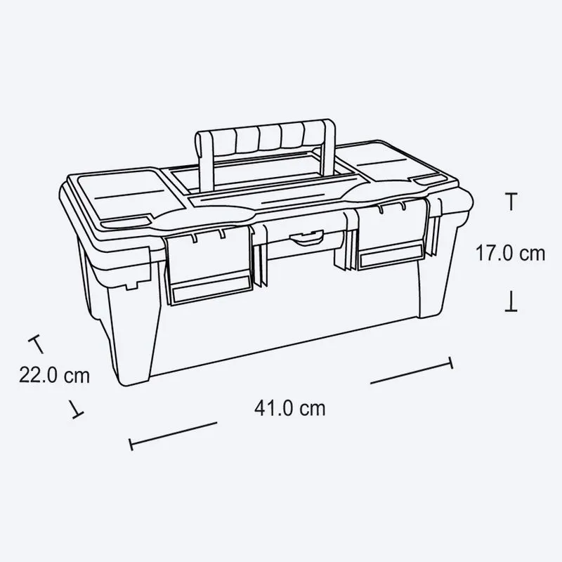 Caja Herramientas 16" con Tapa Organizadora Cerradura Plástica Negro