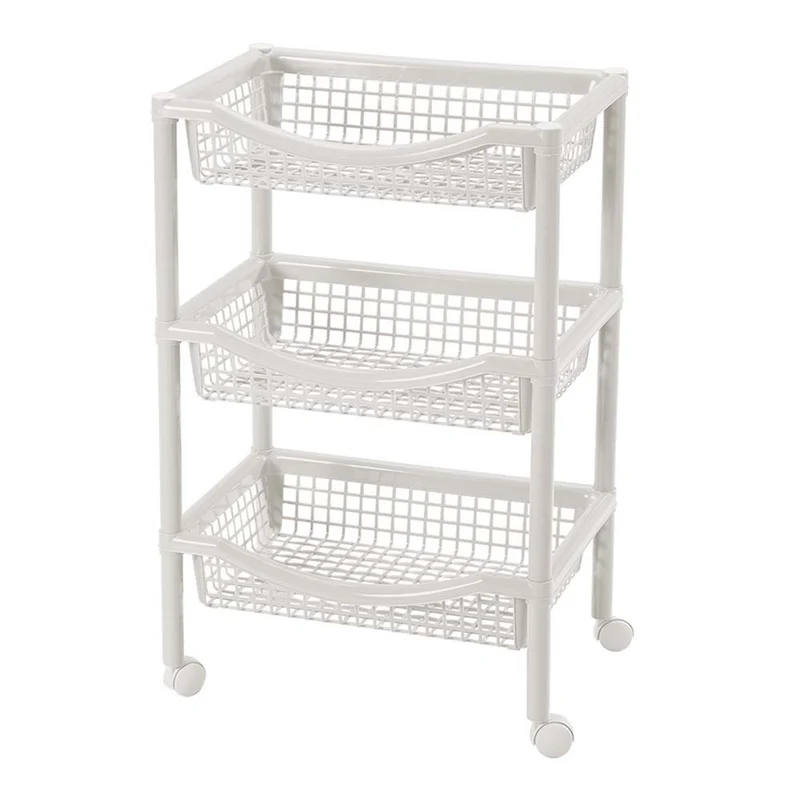 Canasta Móvil Rectangular de 3 Niveles Blanca