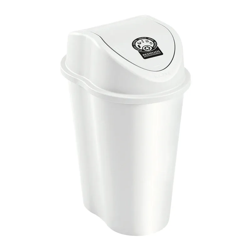 Papelera Style Tapa Vaivén 50 Litros Blanco