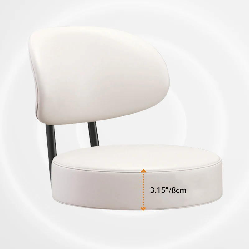 Modern Minimalist Round Curved Napa Leather Metal Desk Chair Backrest Armless For Home Office