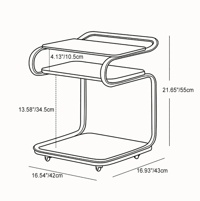 Contemporary Retro Reinforced Glass MDF Iron Square Side Table 3-Tier Movable For Living Room