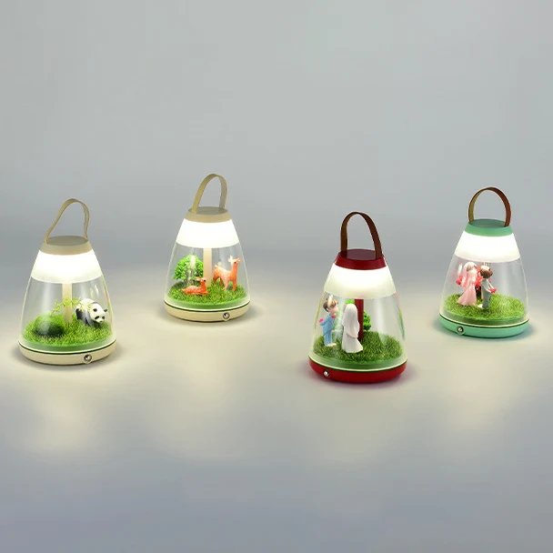 Contemporary Creative Rechargeable ABS Acrylic Cylinder Animal Wedding Portable LED Table Lamp Night Light For Dining Room
