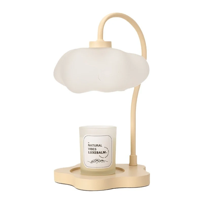 Contemporary Nordic Cloud Glass Metal Rubber Wood 1-Light Melting Wax Table Lamp For Bedroom