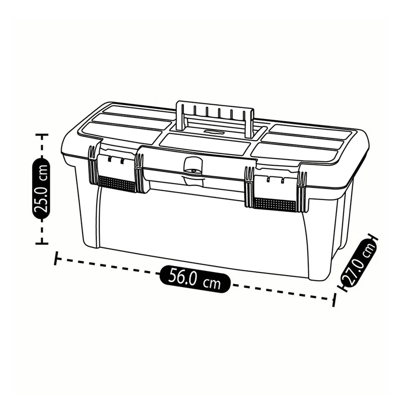 Caja Herramientas 22" con Tapa Organizadora Cerradura Plástica Negro