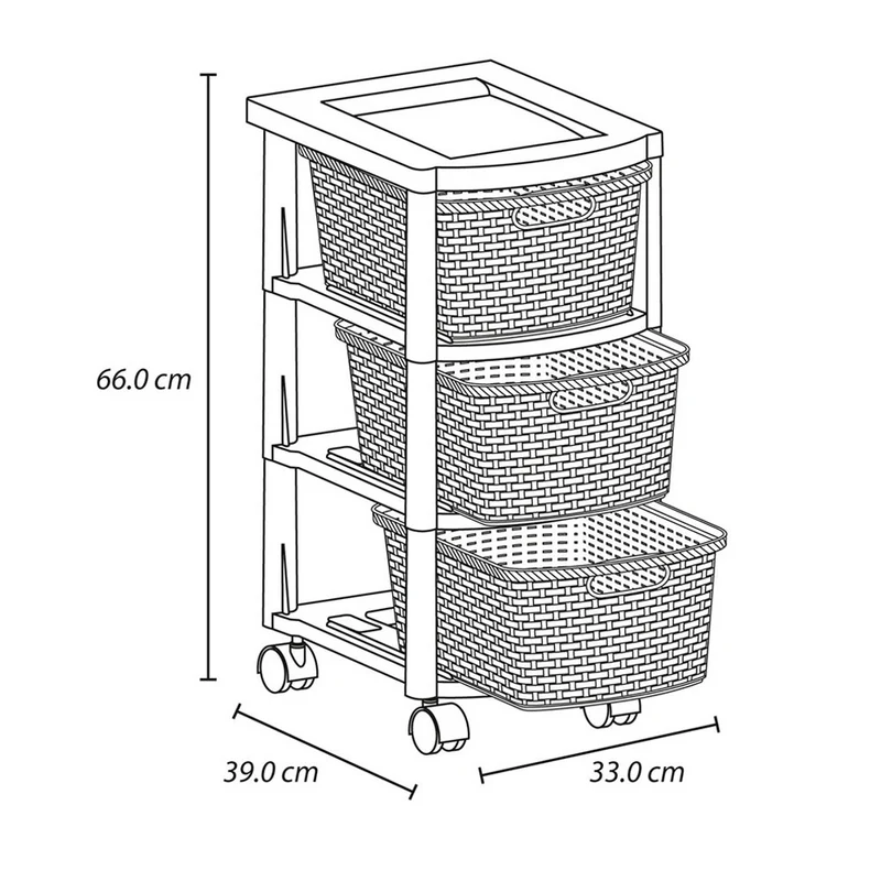 Cajonero Apariencia Rattan 3 Gavetas Altas Taupe