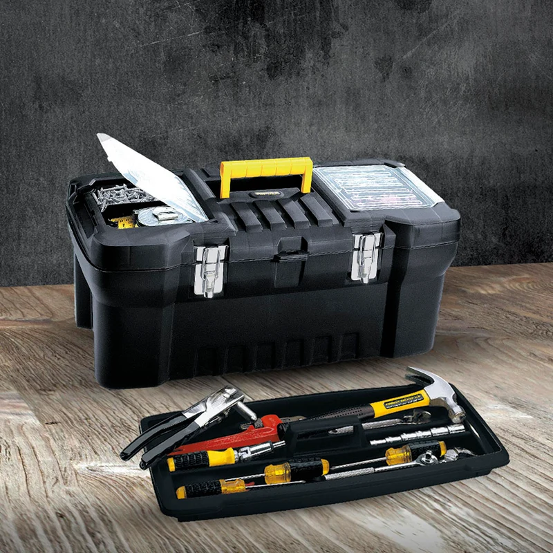 Caja Herramientas 24" Cerradura Metálica Negro